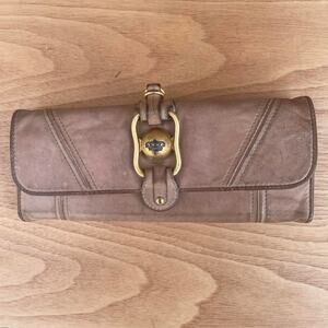 Vintage‎ Y2K Juicy Couture Brown Leather Wallet Coin Purse Brass Hardware